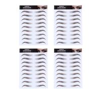 Autocollants Marron 6d Effet Poils, 4 Pièces pour Sourcils | Transfert à L’eau, Papier Waterproof Réutilisable, Formes Arc Courbe Douce Droite, pour Fille