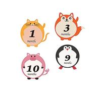 Autocollants Mensuels Bébé 12 Pièces Pvc, Décoratifs pour Photos | Design Cartoon Adorable, Usage Pratique pour Emballage Alimentaire, Lot de 12 Pièces, Thème Animal