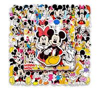 Autocollants Mickey Mouse en vinyle imperméables - Lot de 50 autocollants Disney pour bouteille d'eau, bagages, vélo, voiture - Mickey et Minnie pour enfants