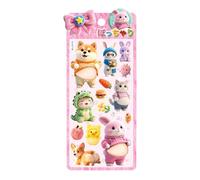 Autocollants mignons avec animaux - Set de stickers artisanaux en silicone pour dessins animés 3D, mini autocollants, autocollants décoratifs, imperméables, dessins à thème animaux Kawaii | Kit de
