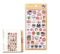 Autocollants Mignons Chat - 3D Gaufrée, 55g Bouffant Éventail Félin Sushi Adhésifs | Mini Bulle, Décalcomanies Esthétiques Imperméables Pour Scrapbooks, Agendas, Cahiers, Ordinateurs Portable