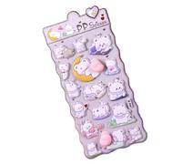 Autocollants mignons gonflés - Lot de décalcomanies amusantes en 3D d'animaux de dessin animé, fournitures de décoration pour un usage créatif, bureau, école, carnet de notes, accessoires d'agenda