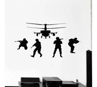 Autocollants militaires, stickers muraux en vinyle représentant des soldats et des hélicoptères, stickers de guerre pour chambre d'enfant, stickers pour salon