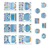 Autocollants miniatures pour aquarium, scènes de dessin animé pour scrapbooking, journal, carnet, étui de téléphone portable, salle de classe, chambre d'enfant, art mural, bureau, décoration