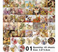 Autocollants Mobiles Vintage, Étiquette De Collage, Dessin Animé, Peinture À L'huile, Décoration Pour Journal Intime, Papeterie Décorative, Diy Bricolage, 45 Pièces/Lot