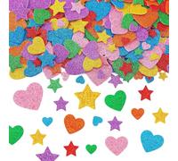 Autocollants mousse paillettes,320 pièces autocollantes étoile paillettes autocollants mousse enfants étoile et cœur broches pour bricolage décoration murale, fabrication artisanale