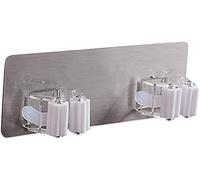 Autocollants multifonctionnels sans couture pour balai de cuisine, porte-balai, salle de bain, crochet avec clip à ressort, blanc Durability