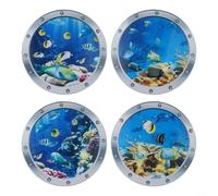 Autocollants muraux 3D avec motif vie marine réaliste pour décoration de la maison, salle de bain, chambre à coucher, cuisine et couloir (4)