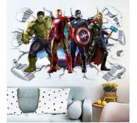 Autocollants muraux 3D Avengers, papier peint de super-héros Marvel pour la décoration de la chambre. YYV