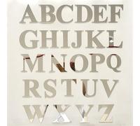 Autocollants muraux 3D en acrylique - 26 lettres de l'alphabet anglaises - Décoration murale pour la maison et le bureau - Lettres de l'alphabet argentées pour conception de texte personnalisé (E)