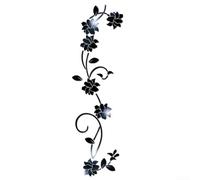 Autocollants muraux 3D en forme de fleur en rotin pour porte, chambre à coucher, salon - Miroir en plastique acrylique - Décoration d'intérieur - Noir