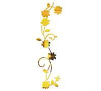 Autocollants muraux 3D en forme de fleur en rotin pour porte, chambre à coucher, salon, miroir en plastique acrylique, ensemble d'autocollants à faire soi-même pour décoration d'intérieur (doré)