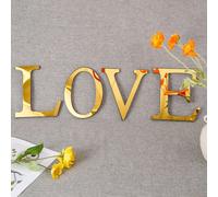 Autocollants muraux Alphabet anglais en acrylique doré, décoration de maison pour salon, chambre à coucher, armoire, miroir 3D, affiche, papier peint pelable et collé Je