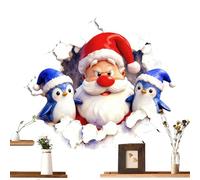 Autocollants muraux amovibles de Noël, Père Noël mignon dessin animé effraction décoration d'intérieur - Autocollant mural créatif de Noël, pour anniversaire fête bureaux maison hiver salle de classe