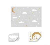 Autocollants muraux amovibles en PVC motif lune, étoiles et nuages pour chambre d'enfant et de bébé, auto-étanches, repositionnables pour chambre à coucher, salle de jeux