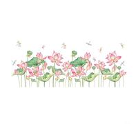 Autocollants muraux amovibles en PVC pour salon, décoration de salon, motif fleur de lotus coloré, convient pour la maison, le bar ou l'entrée du supermarché 30 x 90 cm