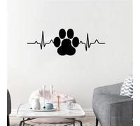 Autocollants muraux amovibles en vinyle motif patte de chien et battement de cœur pour animal domestique 57 x 20 cm