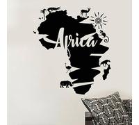 Autocollants muraux amovibles en vinyle pour salon, chambre à coucher, motif carte du continent africain, 42 x 48 cm