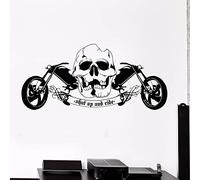 Autocollants Muraux Amovibles Noirs avec Motif Tête de Mort et Moto, Adaptés À La Salle de Jeux et À La Chambre À Coucher 92x42cm