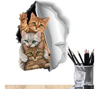 Autocollants Muraux Animaux Lapin Stickers Muraux Briser Le Mur Auto-Adhésif Dessin Animé Affiche Décoration Murale pour Toilettes, Cuisine, Réfrigérateur, Salon