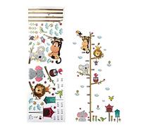 Autocollants muraux Animaux Mesure de la Croissance de la Hauteur, Tableau de Croissance de la Taille de bébé Autocollant Mural éléphant Singe Oiseau Autocollants muraux pour décoration Murale Salon