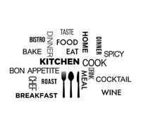 Autocollants muraux avec phrases de cuisine- convient pour la salle à manger, la cuisine, etc. vitrine ou mur -autocollants muraux en vinyle amovibles - noir 96 * 55cm