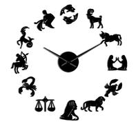 Autocollants muraux avec signes du zodiaque - Horloge murale exclusive - Constellation - Horloge murale géante - Astrologie à suspendre - Décoration d'intérieur (noir, 94 cm)