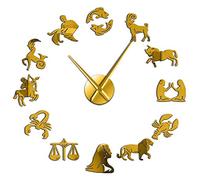 Autocollants muraux avec signes du zodiaque - Horloge murale exclusive - Constellation - Horloge murale géante - Astrologie à suspendre - Décoration d'intérieur (doré, 119,4 cm)