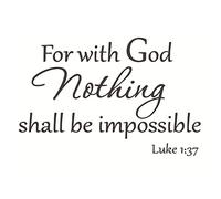 Autocollants muraux avec verset de la Bible à décoller et à coller, pour avec Dieu rien ne sera impossible, Luke 1:37, décoration murale spirituelle religieuse inspirante pour église et prière de