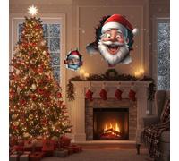 Autocollants muraux créatifs de Noël amovibles, 2026 Nouveaux autocollants muraux créatifs Père Noël se briser, grands autocollants muraux 3D Père Noël, décoration d'intérieur (A+B)