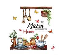 Autocollants muraux créatifs pour cuisine de restaurant, fabriqués à partir d'un film PVC transparent adapté pour les murs et le verre, avec des motifs floraux colorés