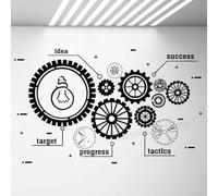 Autocollants muraux créatifs pour le travail d'équipe, le succès commercial, le lettrage d'engrenage, les autocollants muraux d'art décoratif