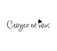 Autocollants muraux Croyez en vous-même Phrase de motivation française Décoration intérieure Vinyle Crèche Salle de classe Stickers muraux-S-16x57cm-Black
