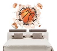 Autocollants muraux de basket-ball, autocollants muraux de football - Sporat Ball Break Through The Wall Décalcomanie - Décor mural de basket-ball, billard, Football, autocollants muraux auto-adhésifs
