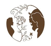 Autocollants muraux de dessin animé la belle et la bête avec rose, amour romantique, décoration de la maison, chambre de filles, stickers muraux en vinyle pour chambre d'enfant, grand - 57x57cm