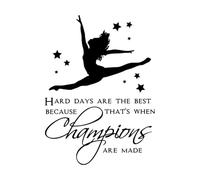 Autocollants muraux de fille danseuse de gymnastique Citation d'inspiration sportive Affiche murale Athlète de gymnastique Sticker mural en vinyle Décor de club-S-31x42cm-Black