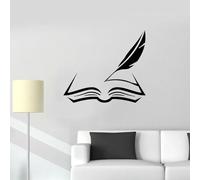 Autocollants muraux de livres avec plumes manuscrits librairie autocollants intérieurs autocollants de classe et bureau