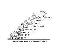 Autocollants muraux de motivation Citation Quelle étape avez-vous atteinte aujourd'hui Autocollant de bureau Autocollant de chambre d'enfant-S-30x43cm-Black
