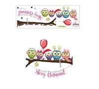 Autocollants Muraux De Noël, Hibou Habillé, Sur Une Branche D'arbre, Pour Fenêtre, Autocollants Auto-Adhésifs, Pour Bricolage, Pour Boutique, Décoration Du Nouvel An