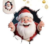 Autocollants Muraux de Noël, Père Noël Renne Traversant Bonhomme de Neige Stickers Décoratifs de Fête, Décalcomanies Drôles pour Couvercle de WC, Pour Salon Chambre Salle de Bain Cuisine Bureau