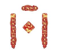 Autocollants muraux de porte du nouvel an lunaire chinois, 4 pièces/ensemble, Mini Couplets du Festival du printemps 2026, décoratifs anglais