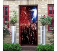 Autocollants Muraux De Porte Trompe L'Oeil 3D, 77X200Cm Concert Passion Rouge Et Noir Amovible Stickers Porte, Papier Peint Auto-Adhésif Chambre Cuisine Salle De Bain Poster De Porte Stickers