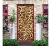 Autocollants Muraux De Porte Trompe L'Oeil 3D, 77X200Cm Imprimé Léopard Classique Marron Et Noir Amovible Stickers Porte, Papier Peint Auto-Adhésif Chambre Cuisine Salle De Bain Poster De Porte Sti