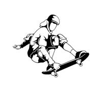 Autocollants muraux de sport Airborne Skateboarder Trick Jump Skateboarding Sticker mural Sport Art Stickers pour garçons Chambre Décoration d'intérieur Petit - 41x50cm
