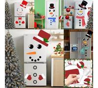 Autocollants muraux décoratifs de vacances et aimants de réfrigérateur avec motifs de bonhomme de neige et phrases saisonnières pour décoration de fête et de célébration, réutilisables et faciles à