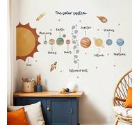 Autocollants muraux du système solaire pour enfants, décalcomanies murales d'espace aquarelle de planète, décoration murale éducative amovible pour chambre, salle de rèche, salle de jeux Gala