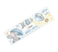 Autocollants Muraux Éléphant Étoile Montgolfière Bleu pour Garçon et