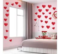 Autocollants muraux en 3D en forme de cœur en PET pour la Saint-Valentin, la décoration de chambre, de salon et de cuisine (C)