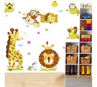Autocollants Muraux En Forme D'Animal, Décoration Pour La Maison, Pour La Chambre D'Un Bébé, D'Un Jardin D'Enfants, Avec Girafe Et Lion