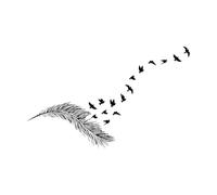 Autocollants muraux en papier adhésif, illustration de plumes avec silhouette d'oiseaux volants, 32x50,9cm, peinture murale artistique, petit format, noir